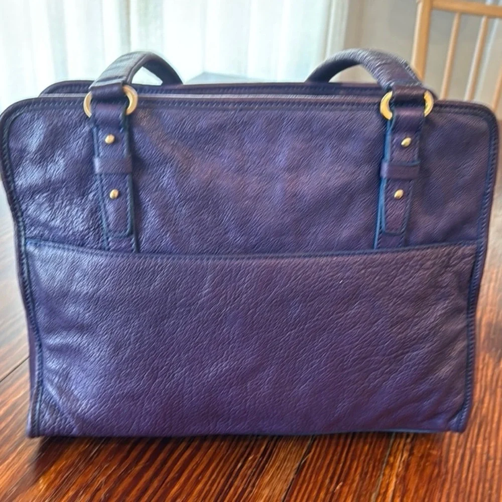 T. Tahari Purple Leather Satchel Handbag Vintage EUC